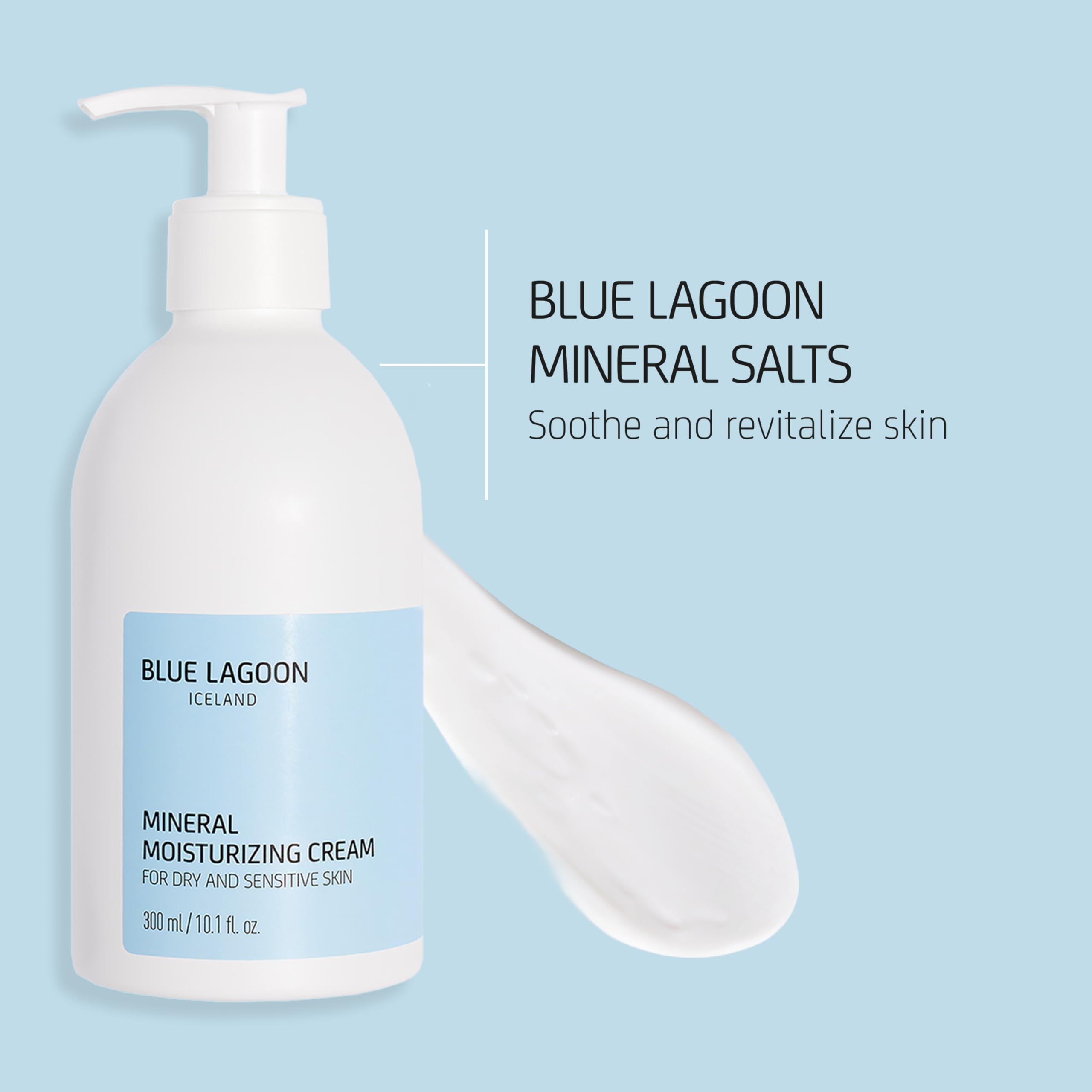 Blue Lagoon Cuidado de la piel - Crema hidratante mineral - Contiene agua de mar Blue Lagoon - Hidrata la piel seca - Textura ligera y cremosa - Sin fragancias - 300 ml