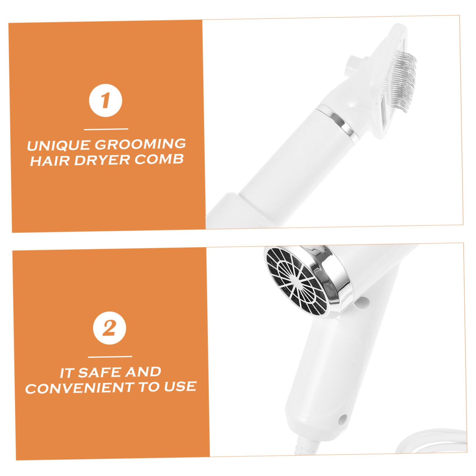 Kisangel Brosse Sèche-cheveux pour Animaux Portable en Plastique Blanc, Outil Sûr de Toilettage pour Chiens et Chats, Séchage Rapide et Confortable à Domicile