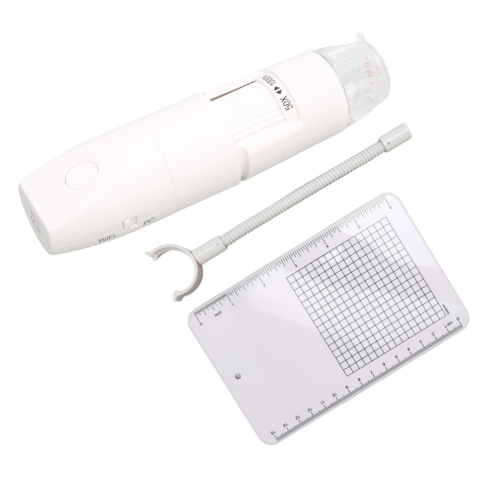 CHICIRIS Microscopio USB WiFi de Bolsillo Mini Cámara HD de 8 LED de Mano Ampliación 50-1000X para Estudio y Exploración (White)