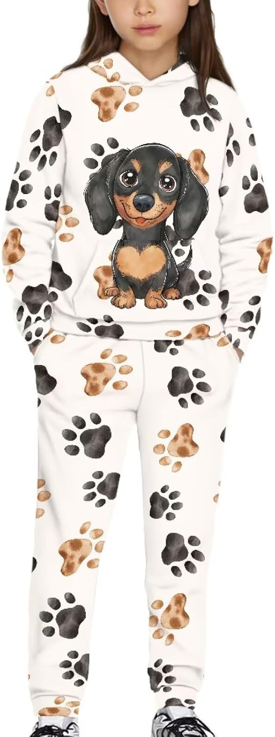 Girls Sweatsuit 2 Piece Sweatpants Set for Girls 7-14 Years Long Sleeve Sweatshirts with Pockets for Fall Winter