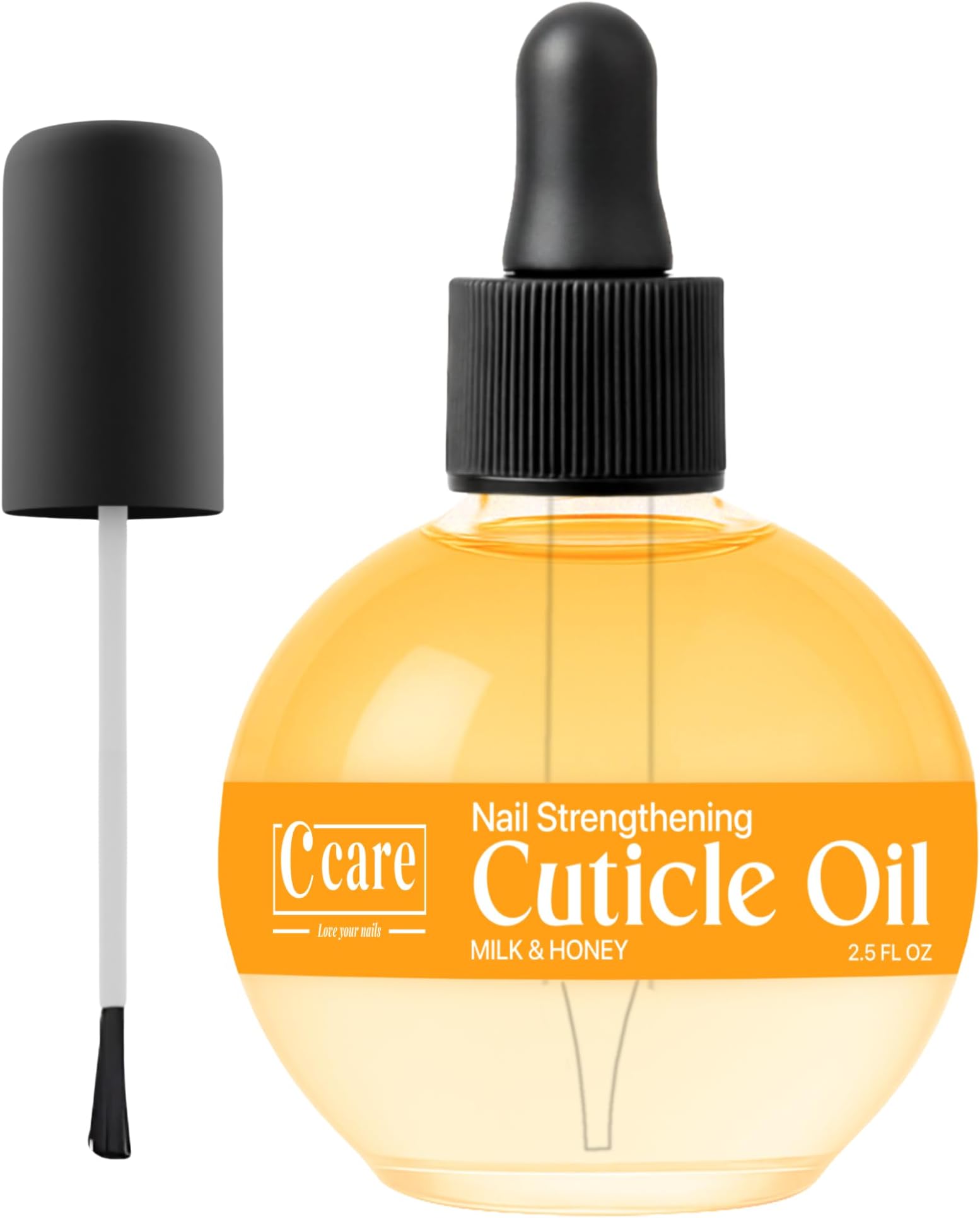 Cuticle Oil For Nails - Milk and Honey Nail Oil - Repairs Moisturizes and Strengthens Nails and Cuticles Overnight - Dropper & Brush included - Large 2.5 oz bottle