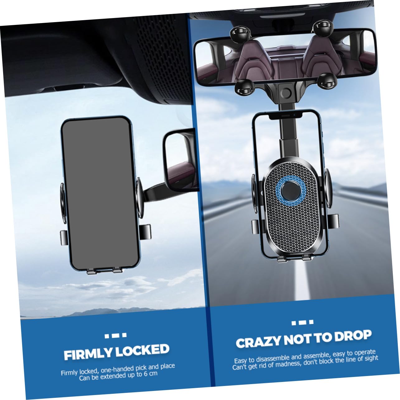 Supporto Auto Specchietto Retrovisore Rotazione Smartphone GPS in Resistente per e Video