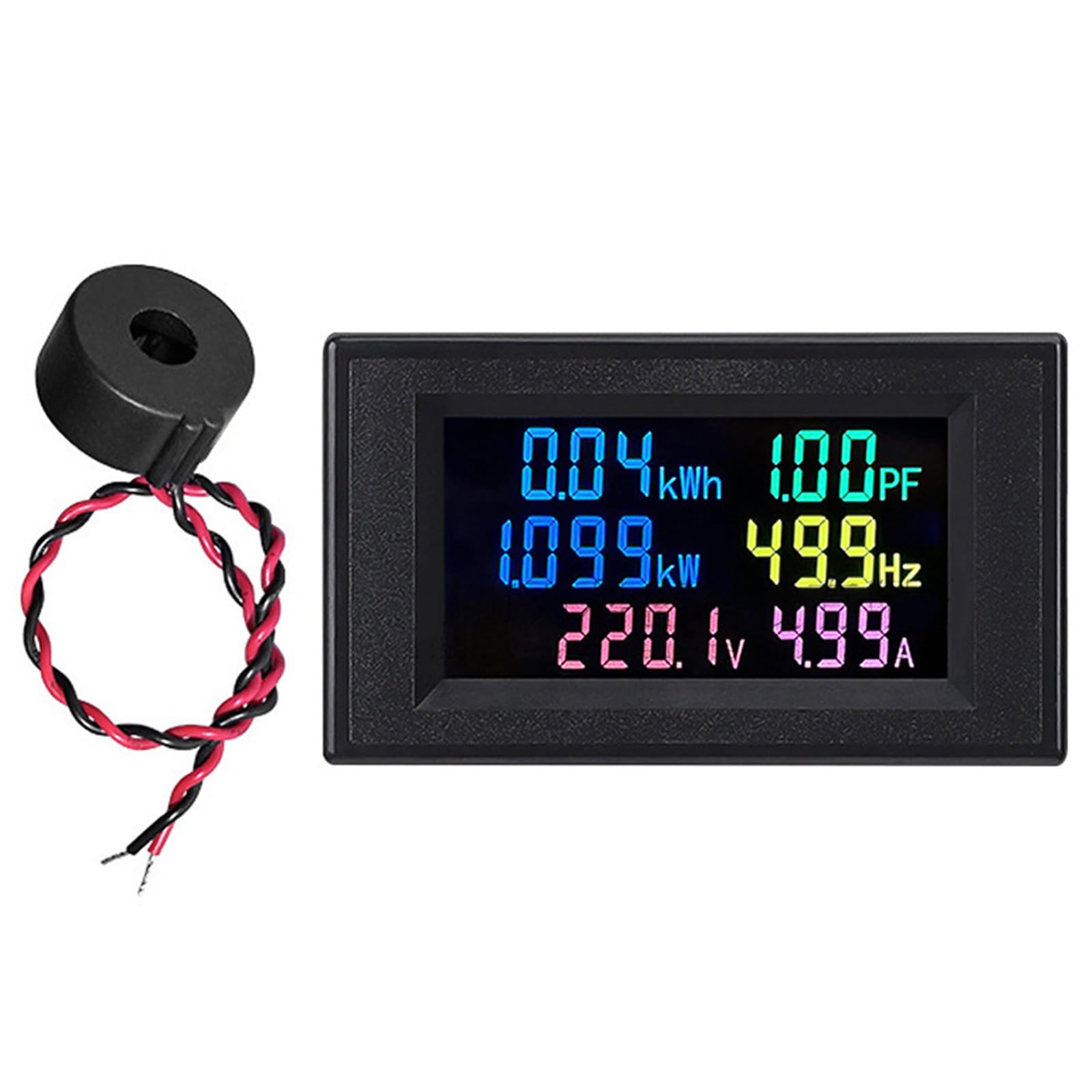 Hsioluted 50A Power Consumption Meter Measurement Device With 3Hz Refreshing Rate Abs Housing For Energy Efficiency Analysis Digital Display Energy Meter