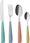 ANNOVA 20PCS Stainless Steel Silverware Set with Colored Handles Comfortable to Hold - 4 x Dinner Forks, 4 x Salad Forks, 4 x Table Knives, 4 x Tablespoons, 4 x Teaspoons (Light Blue, 20 Pieces)