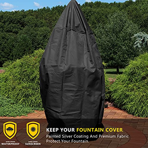 Selugove Fountain Cover For Winter Black Thick Fabric 42H X 36D Inches Weatherproof Fountain Dust Cover With Drawstring Waterproof Protector For Outdoor Courtyard Garden #TOP6