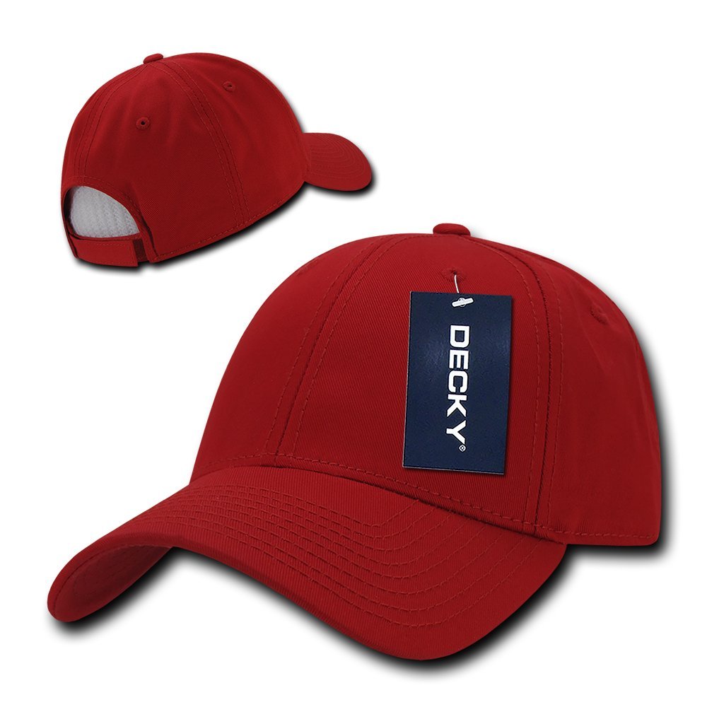 DECKY Low Crown Cotton Baseball Caps, Red