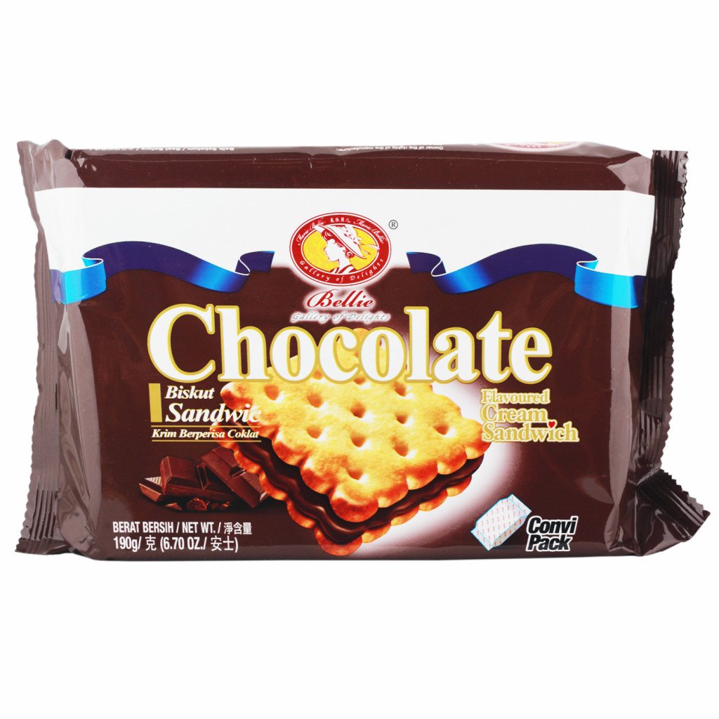 Bellie Chocolate Flavoured Cream Sandwich Biscuit, 190g Amazon.in