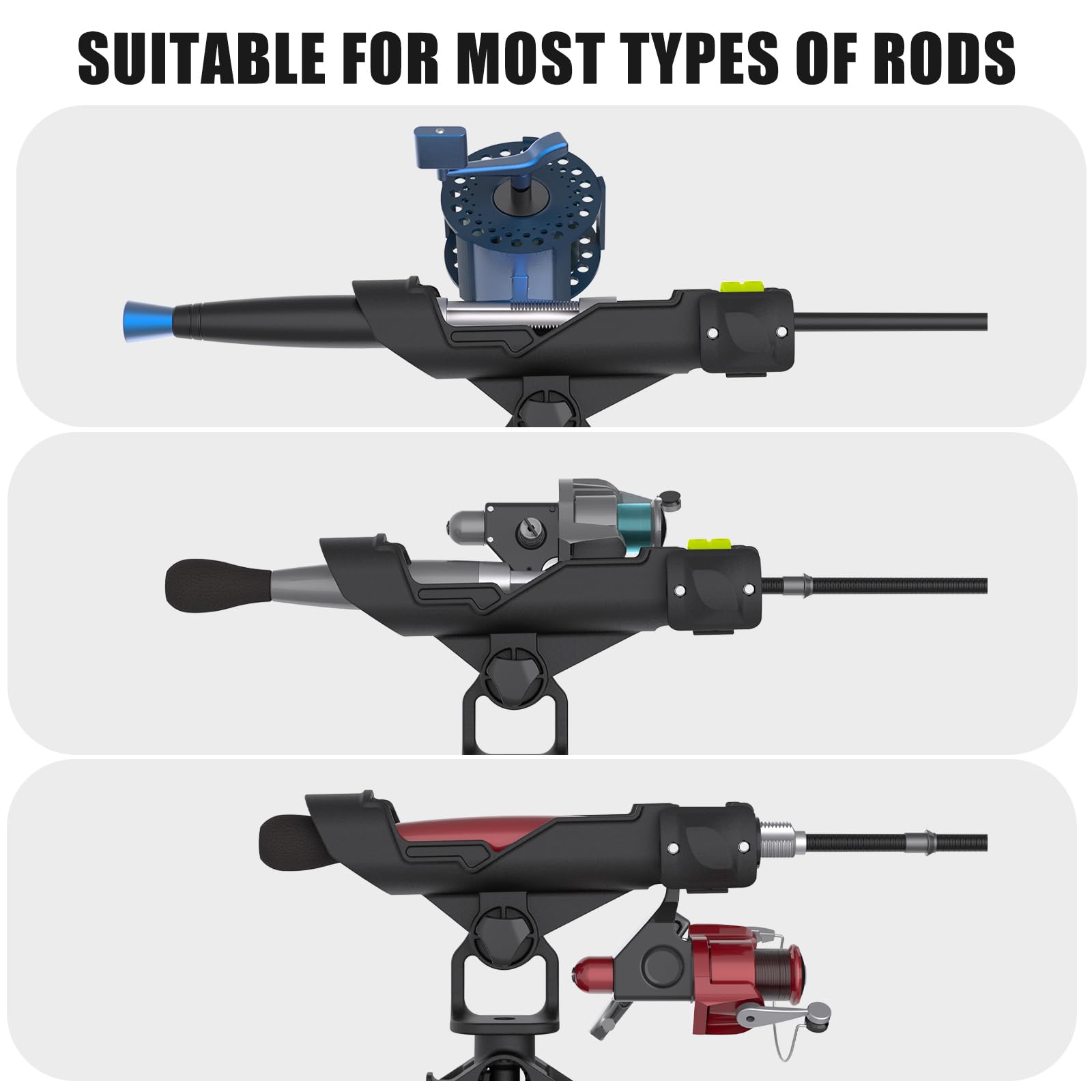 BOOSTEADY Support de Canne à Pêche Bateau à Montage Combiné - Lot de 2 Porte Canne à Pêche Kayak en Réglable à 360 Degrés