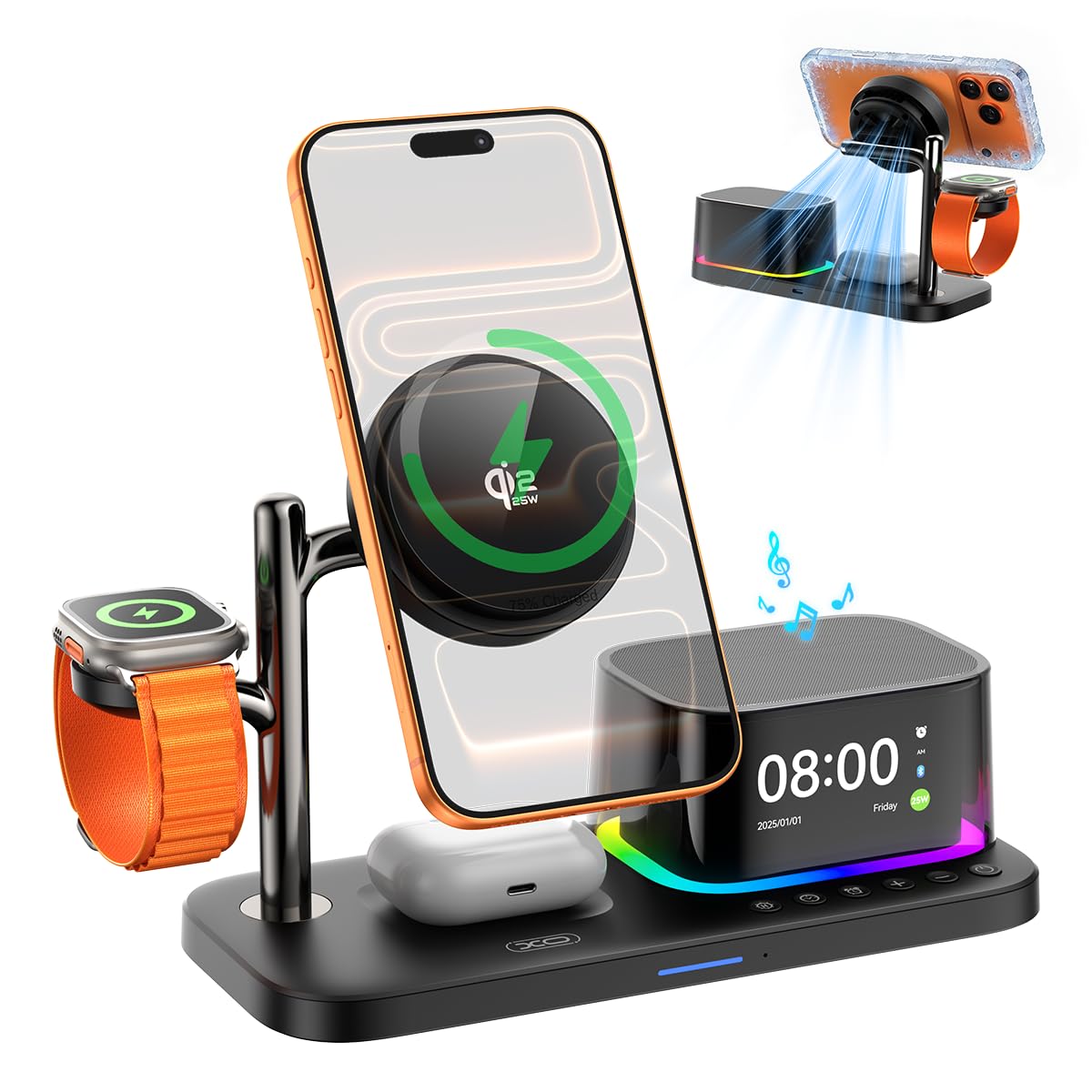 Amazon.co.jp: 5in1ワイヤレス充電器【Qi2.2急速充電+瞬間冷却 】25W
