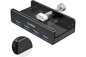 4-Port Aluminum USB 3.0 Clamp Hub with Extra Power Port for iMac G3