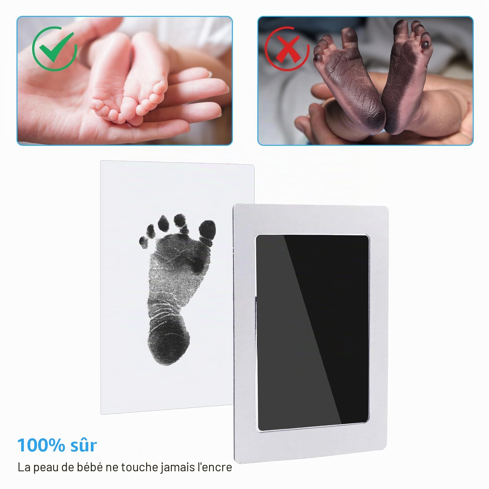 Kit Empreinte Pieds et Mains Bébé Enfant Clean Touch Tampons Bébé Encre Sûre Inoffensive Sans Contact