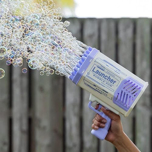 Miniatura 4 de Bazooka - Pistola de burbujas, 69 pistolas de burbujas con luces LED coloridas, máquina de burbujas de Bazooka, juguetes al aire libre para niños,