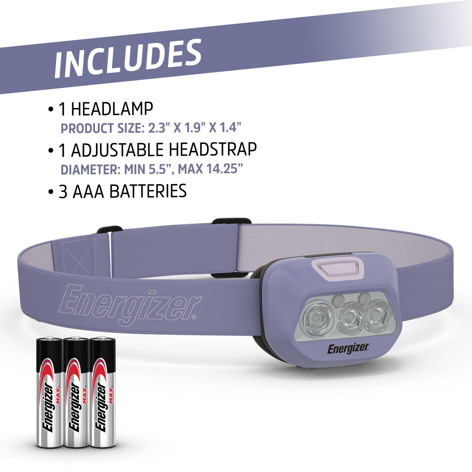 Energizer HDL30 Purple Multi-Colored LED Headlamp, 400 Lumen, IPX4