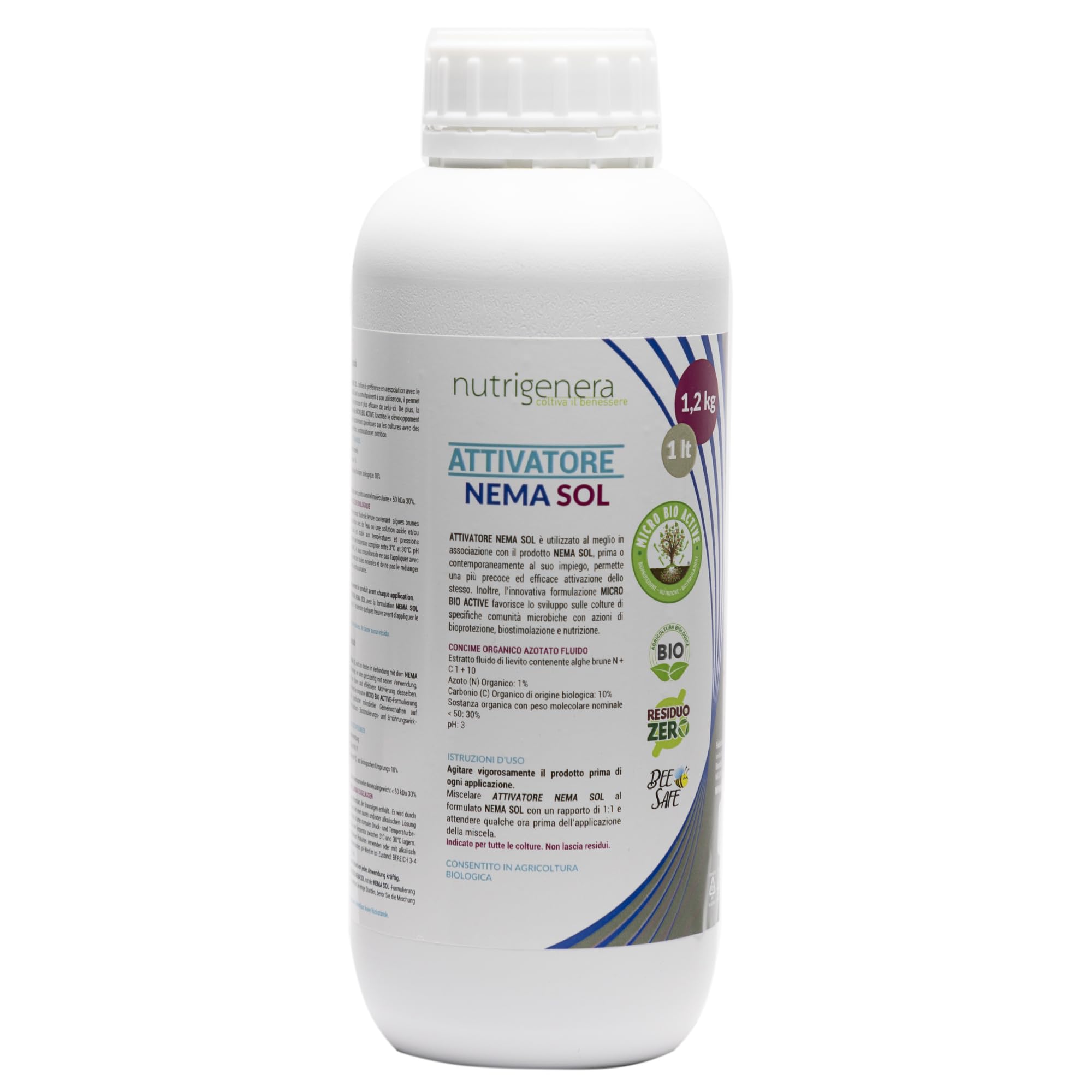 Nutrigenera - Nema Sol bio- Bioprotettore radicale (NEMATODI) con Pochonia clamidosporia e Arthrobotrys spp - 1L