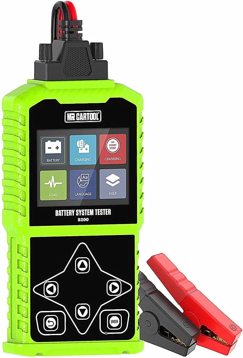 MR CARTOOLB200 Automotive Battery Load Tester Multimeter 12V/24V 30-1700 CCA Auto Cranking Charging Analyzer for Truck Motorcycle Boat