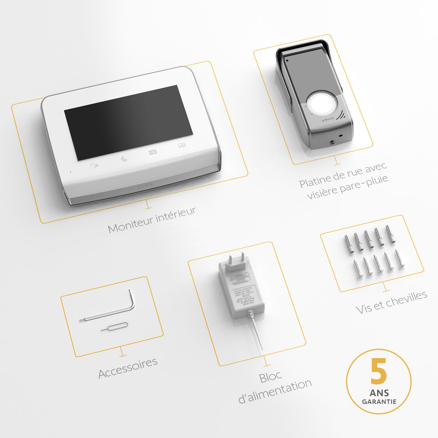 Somfy Visiophone V350 Connect Interphone connecté Écran 7 pouces Vision nocturne Contrôle 5 équipements RTS