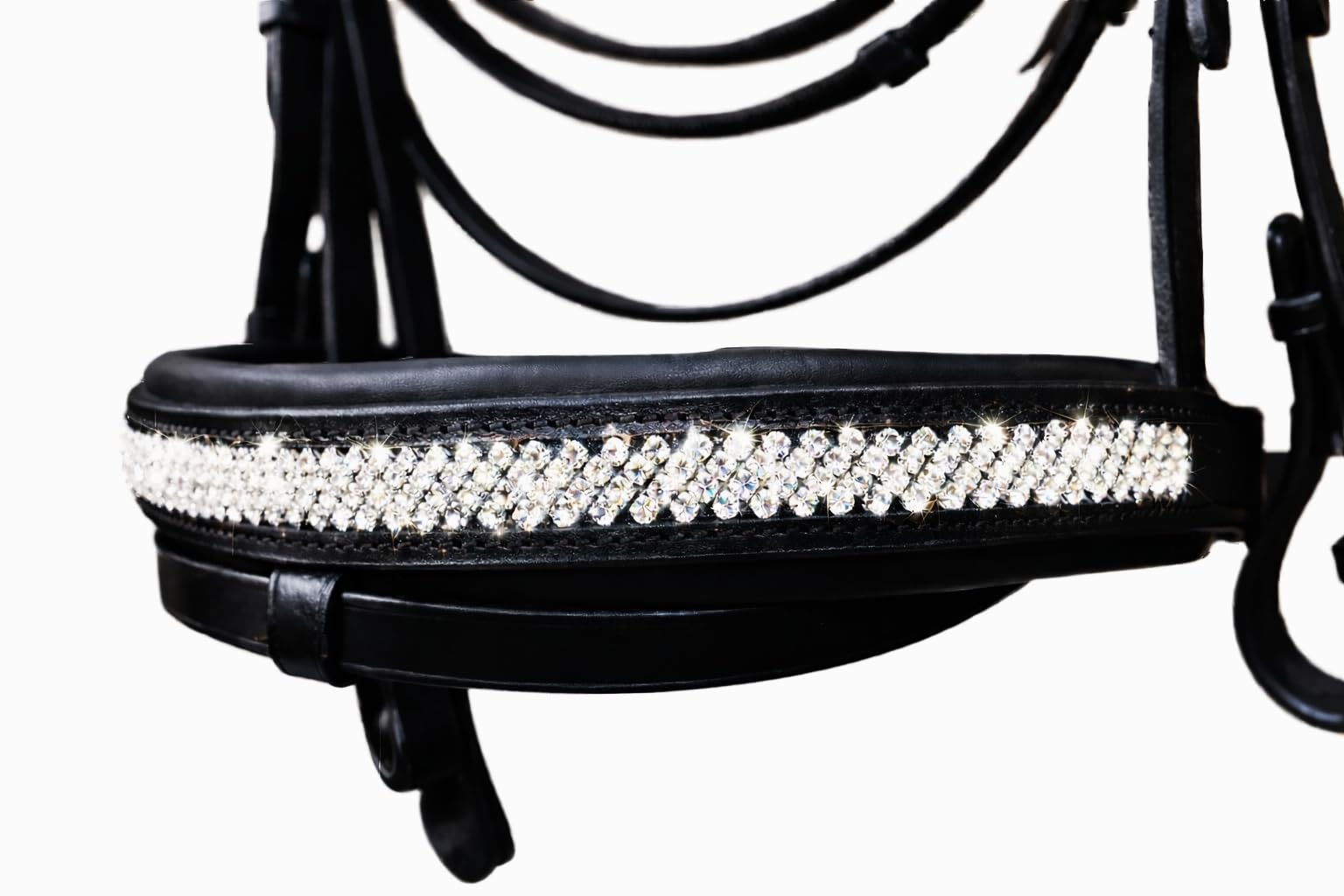 Tysons Breeches Trense Diamanti Super Strass Stirn und Nase Leder weich VB WB X - Full Schwarz Reitzaum Strass Glitzer Glitzertrense Ledertrense Zaum ergonomisch