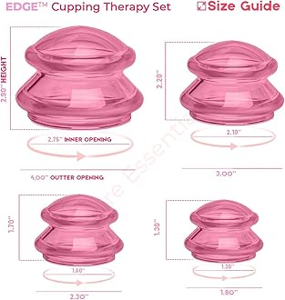 Lure Essentials Silicone Cupping Therapy Set Professional Massage Cupping Cups for Cupping Therapy 4 Cup Kit for Massage, Myofascial Release, Cellulite Reduction Pink)
