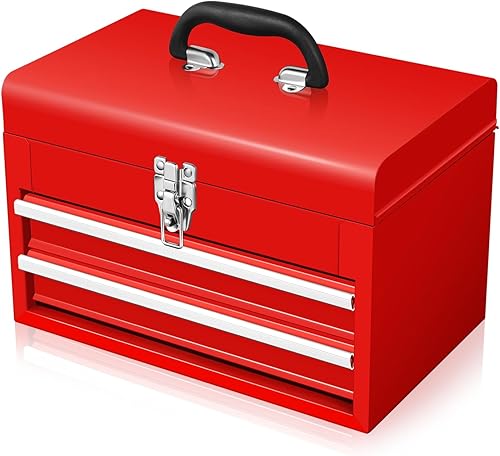 Miniatura 7 de Auto Dynasty Caja de herramientas portátil de metal de acero de 20 pulgadas con 3 cajones y 1 caja de herramientas de almacenamiento superior