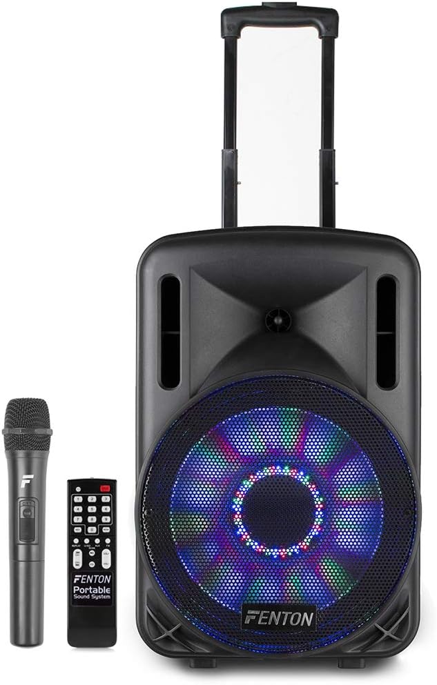 Buy Fenton FT12LED Portable Karaoke Machine Speaker Set PA System with