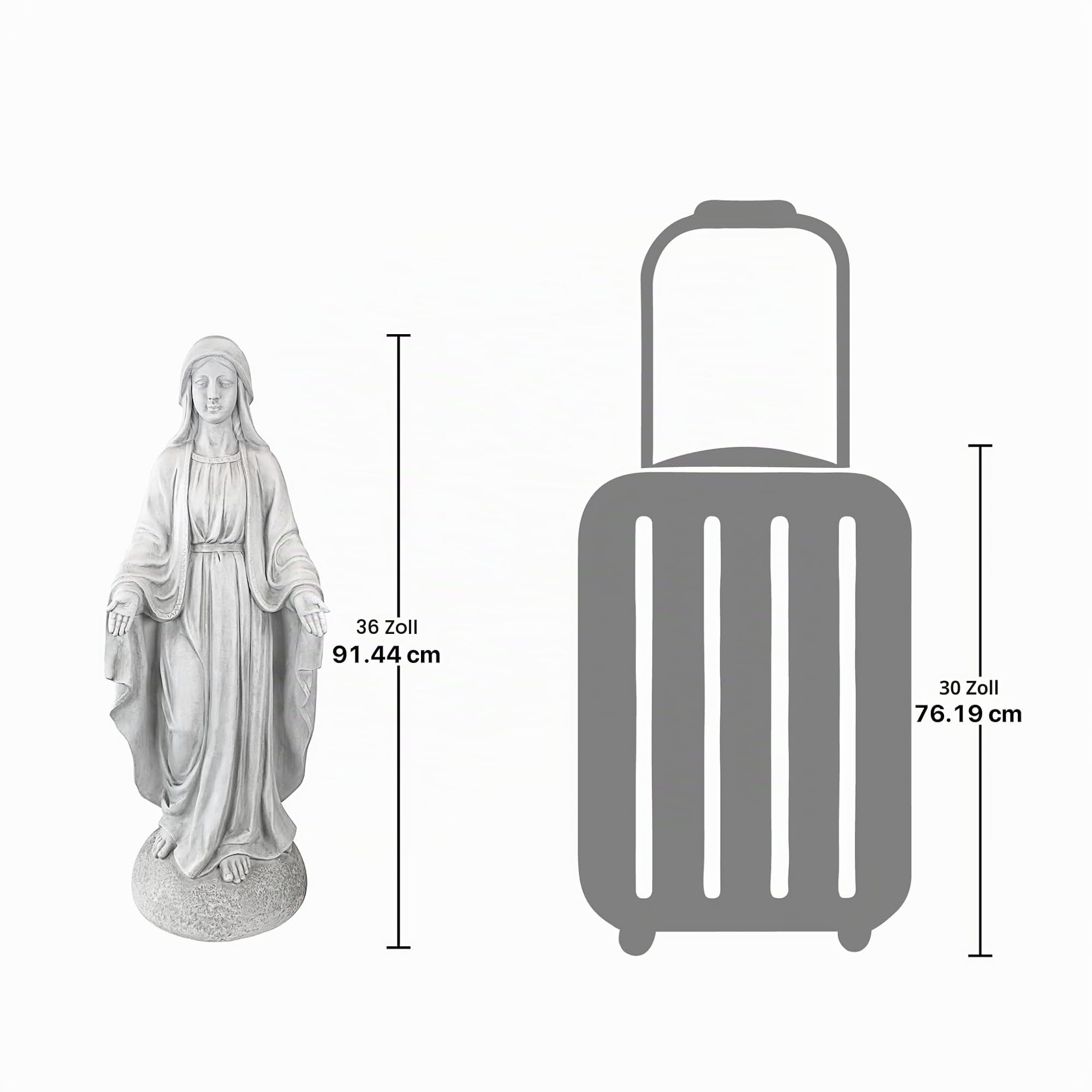 Design Toscano Madonna von Notre Dame Gartenfigur, Maße: 34,5 x 33 x 91,5 cm