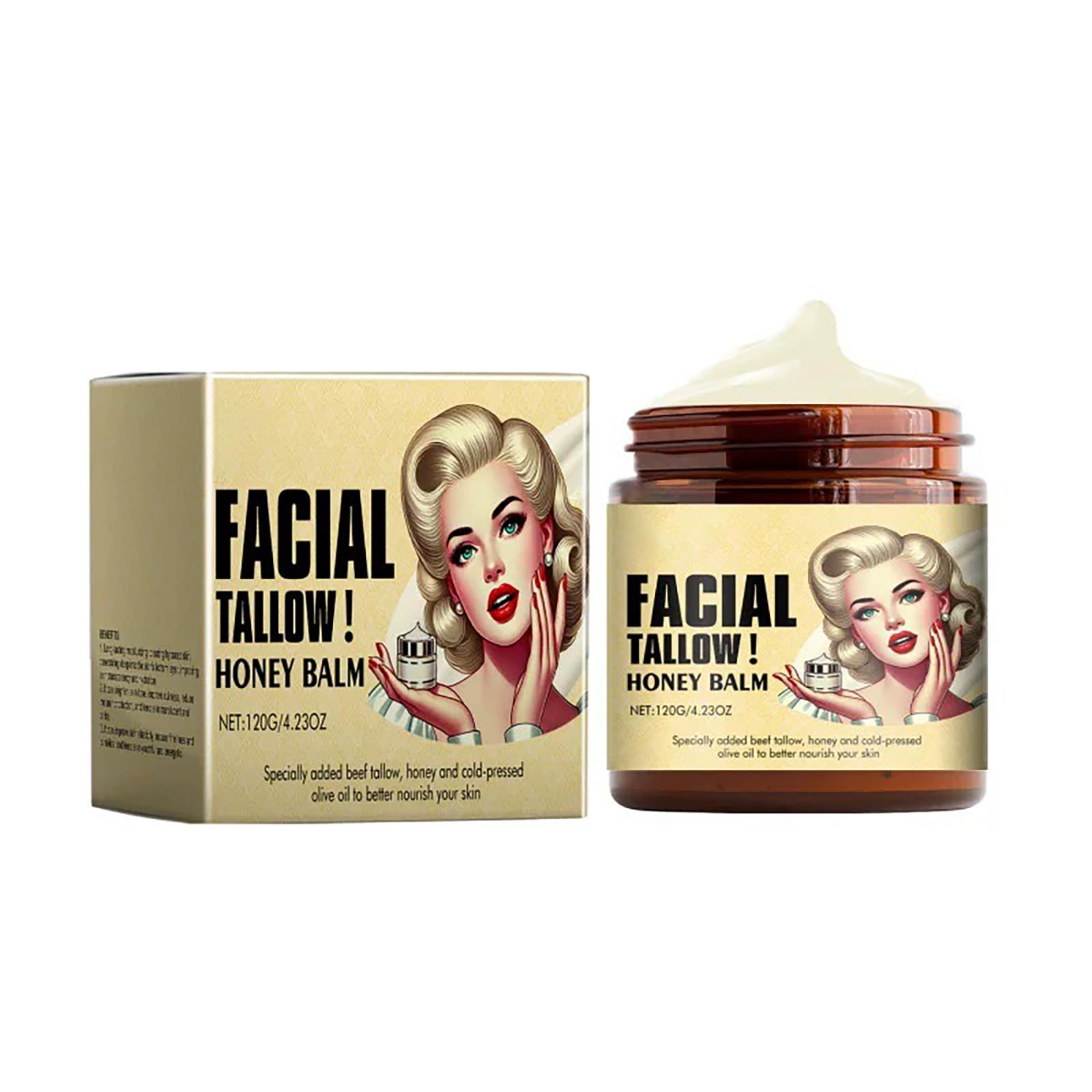 Whipped Beef Tallow and Honey Balm - Grass Fed, Grass Finished Organic Tallow Face Moisturizer Cream, Body Lotion, and Lip Balm for Skin & Body, Unscented Multi-Purpose Balm, 4.23oz (3)