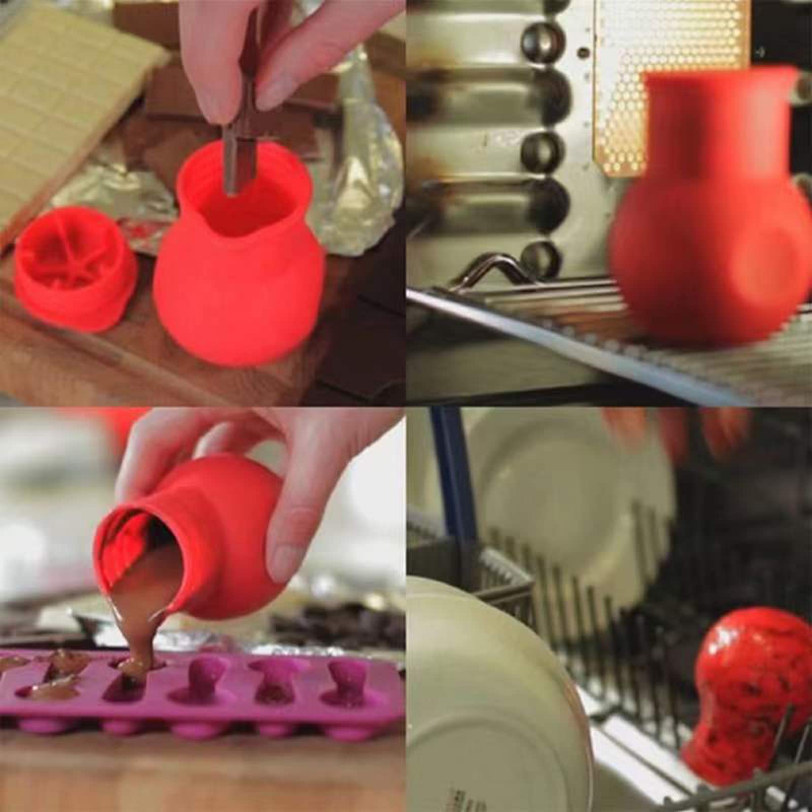 Kit de fusion en silicone pour faire fondre le chocolat et le beurre au lait, au micro-ondes, 1 pièce, rouge