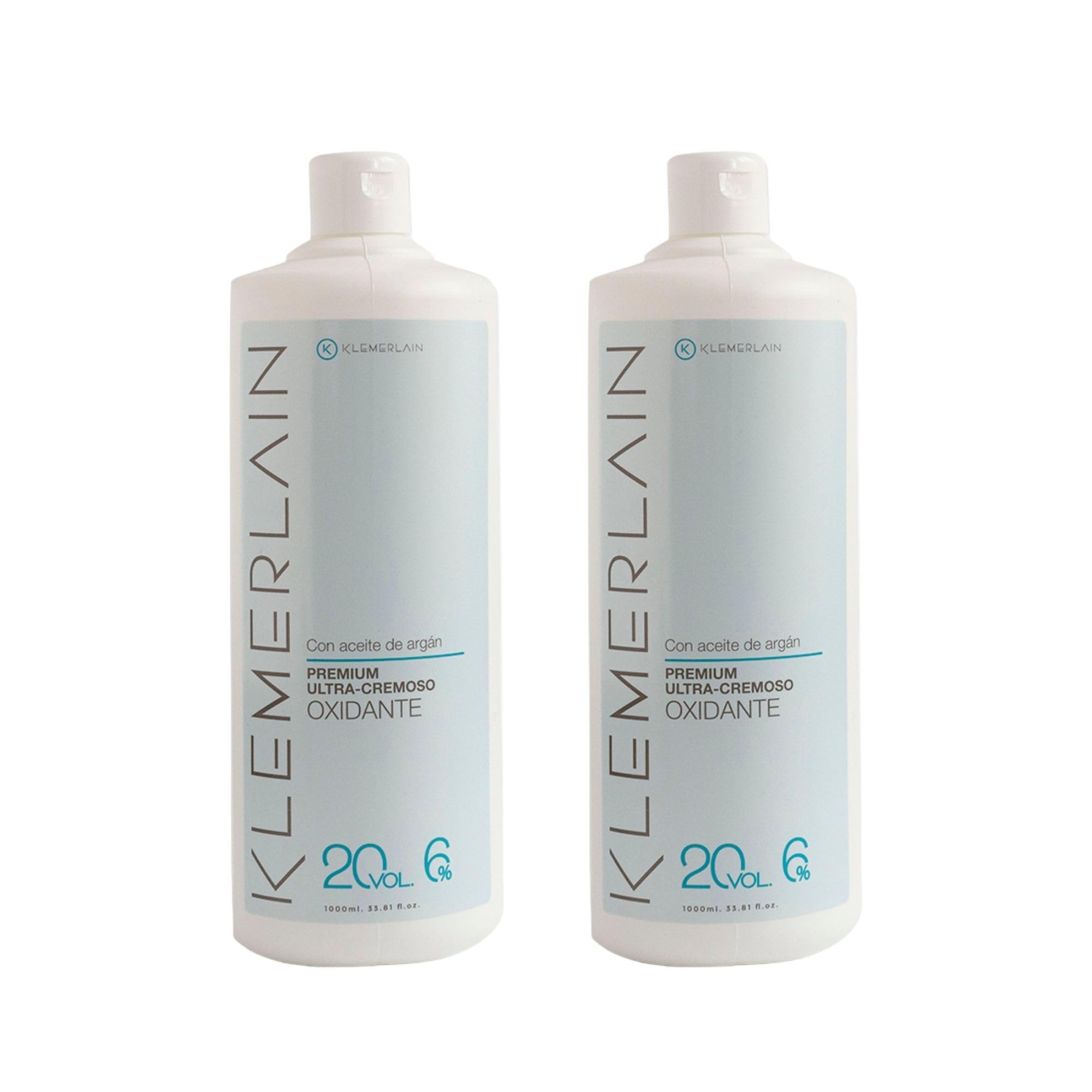 KLEMERLAIN Oxidationsmittel Creme 20 Vol 6 % | Premium Stabilisierte Entwickler mit Arganöl für Permanente Haarfärbung & Blondierung | Vegane Formel mit Osmosewasser | Professionell | 2 x 1 L