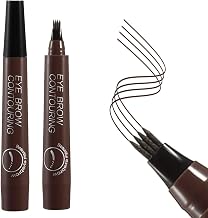 New Eyebrow Pen with a 4 Micro-Fork Tip Creates Flawless Natural Looking Brows, Based on Clear Eyebrow Microblading Pen Waterproof, Long-Lasting, Sweat (Brown)