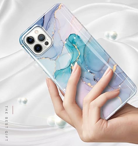 Miniatura 3 de luolnh Funda dorada brillante compatible con iPhone 12 y iPhone 12 Pro de 6.1 pulgadas, diseño de mármol, a prueba de golpes, de silicona suave,