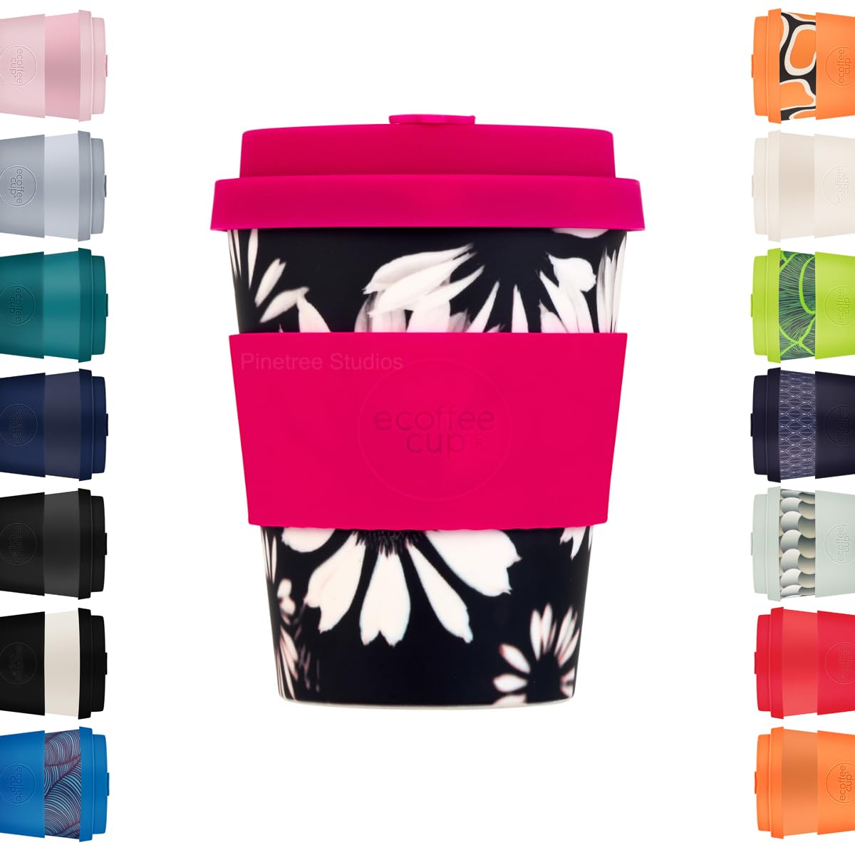 Ecoffee Cup 12oz 350ml Reusable Eco-Friendly 100% Plant Based Coffee Cup with Silicone Lid & Sleeve