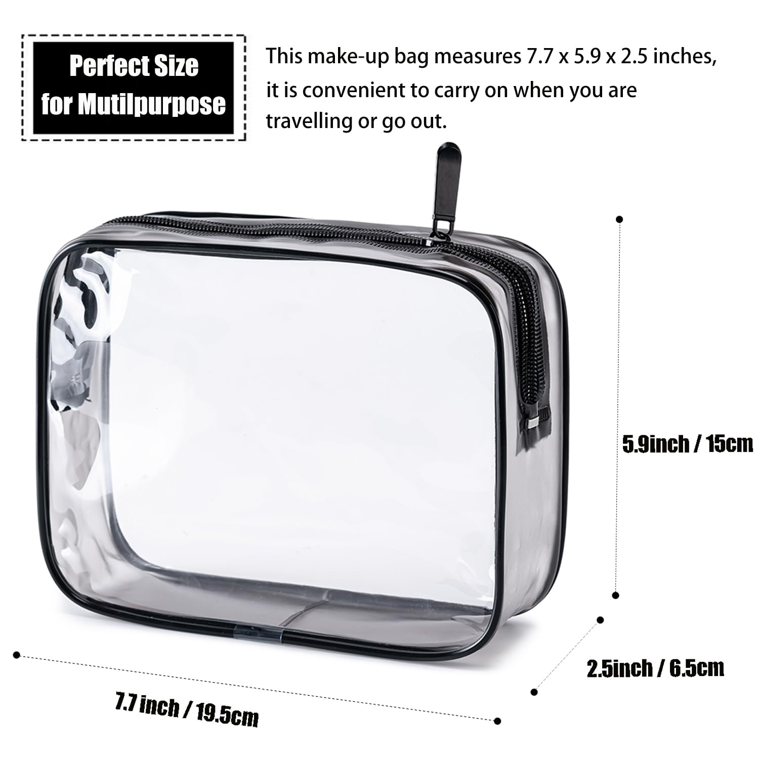 MODENGKONGJIAN Bolsa de aseo aprobada por la TSA, 3 bolsas transparentes para artículos de tocador, tamaño de cuarto de galón, bolsa de maquillaje para mujeres y hombres, bolsa de transporte