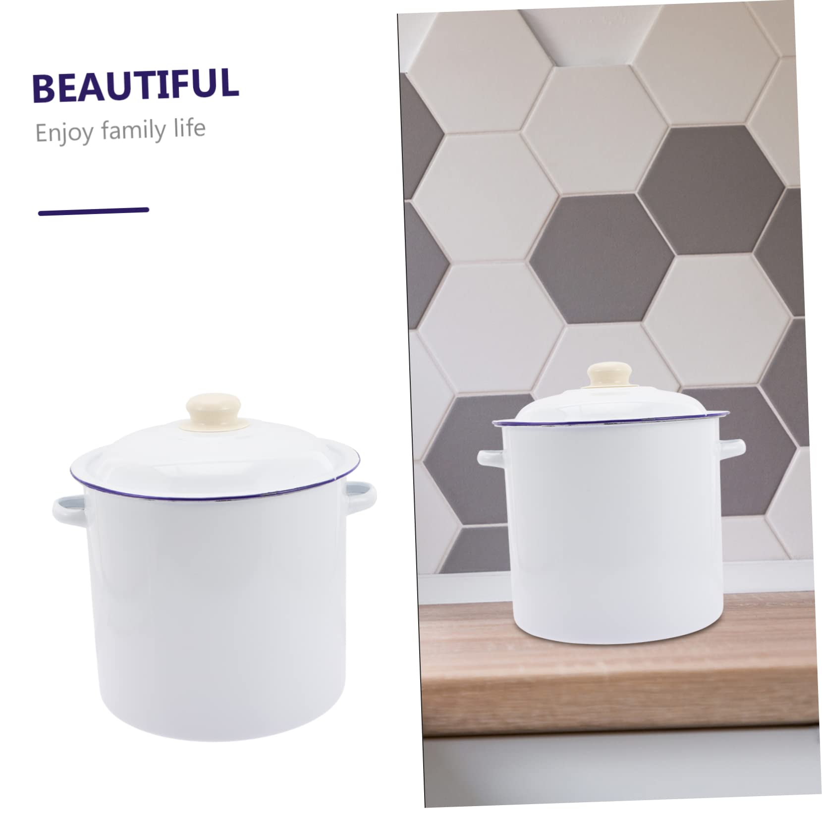 SHOWERORO Secchio Smaltato Bianco da 20L, Contenitore Multiuso Resistente ad Acidi e Sostanze Alcaline, Secchiello per Tè e Acqua Domestica, Forniture per Chimiche, Confezione Singola