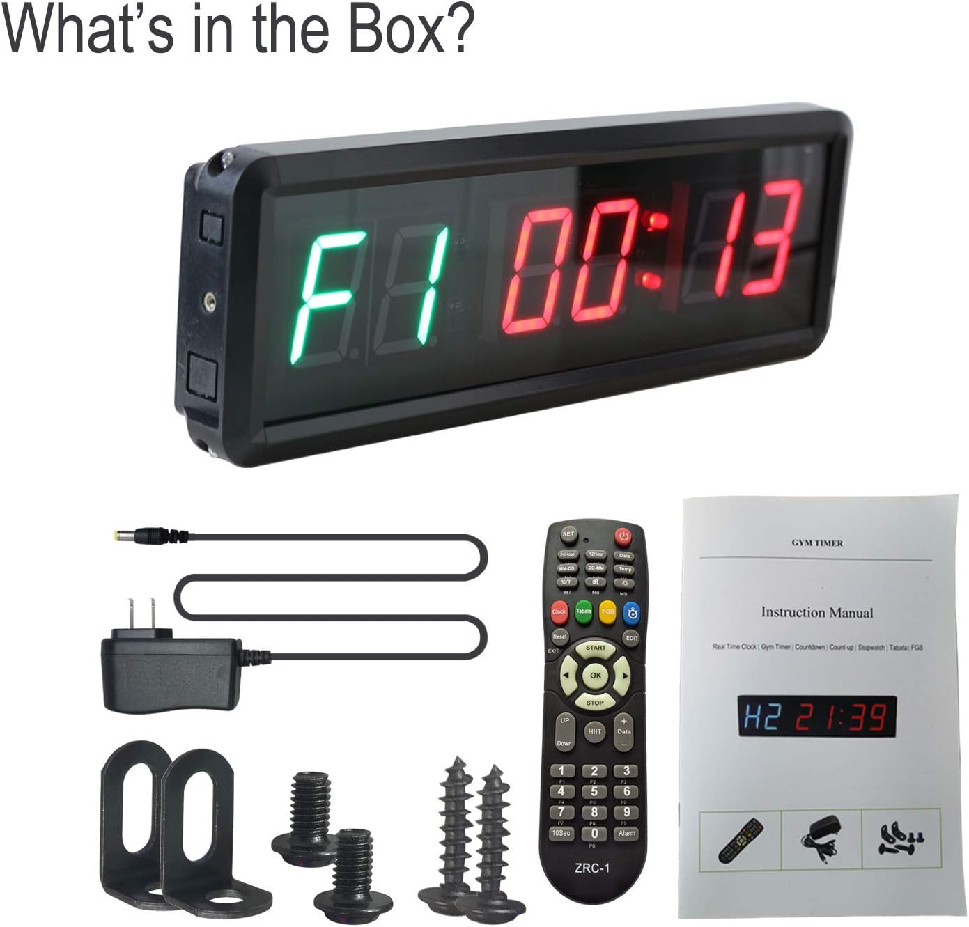 Large Workout Clock for Home Gym, 11" Wall Mount Gym Timer Clock with Remote, (1.5-inch Digits, Green+Red)