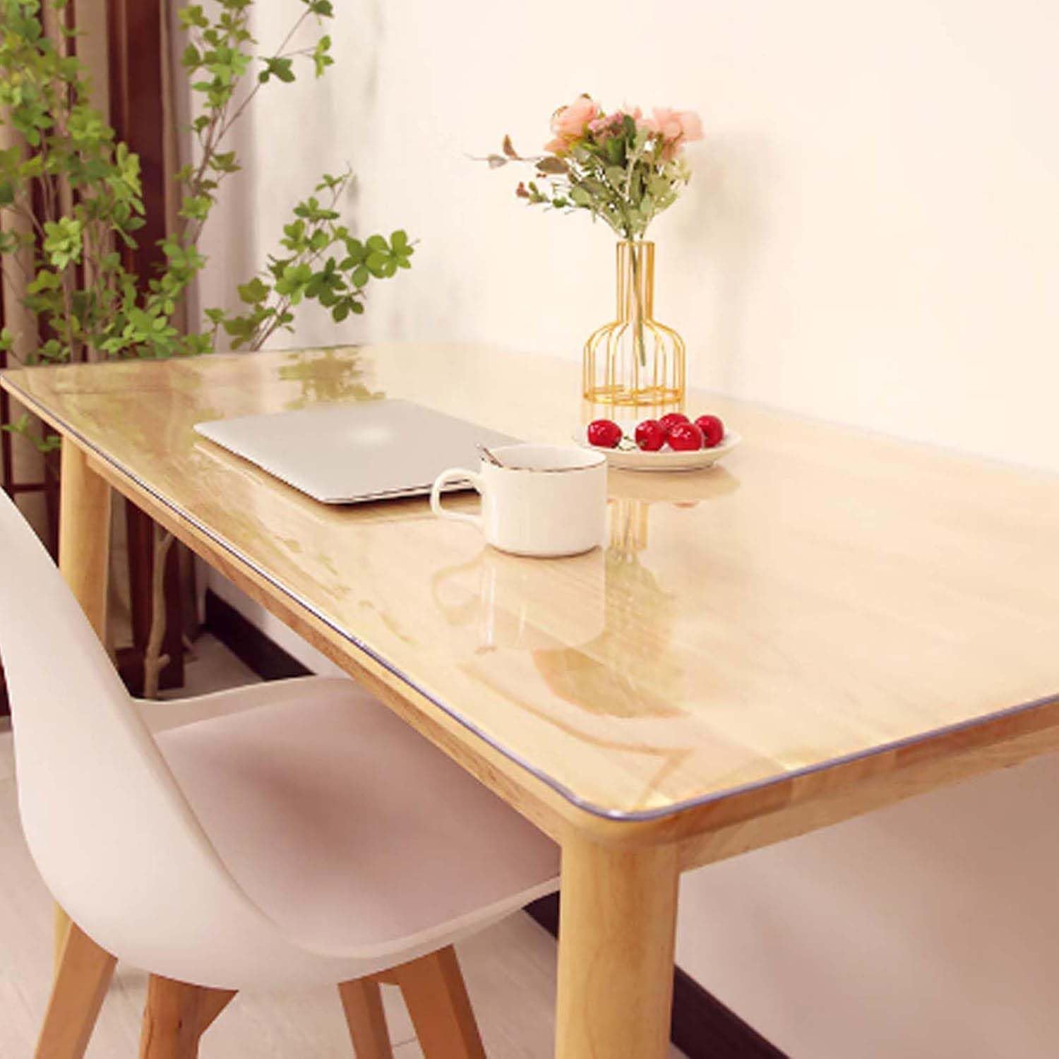 DIKARIYA Mantel Transparente, 100x120CM Mantel Transparente Mesa Rectangular, Mantel PVC Transparente, Mantel Plastico Transparente, Protector De Mesa Cocina, Lavable, Impermeable Y Antibacteriano