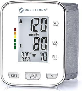 ONESTRONG Blood Pressure Monitor For Home Use, Accurate Automatic Wrist Blood Pressure Monitor, LCD Display 2 Users 120 Memories, Blood Pressure Machine with Adjustable Blood Pressure Cuff
