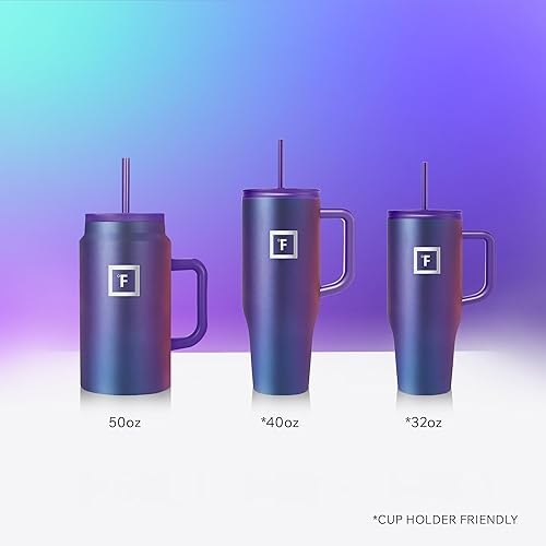 Miniatura 15 de IRON °FLASK Co-Pilot Taza térmica con popote y tapas abatibles, botella con asa para bebidas calientes o frías, a prueba de fugas, para agua o café