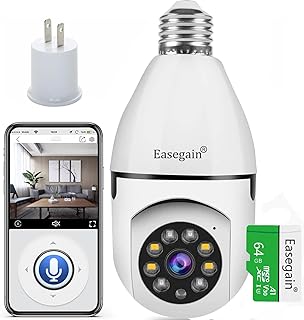 Light Bulb Camera,360° Light Bulb Security Camera,2.4GHz Smart Wireless WiFi 1080P HD Security Camera for Indoor-Outdoor with Motion Detection and Alarm Night