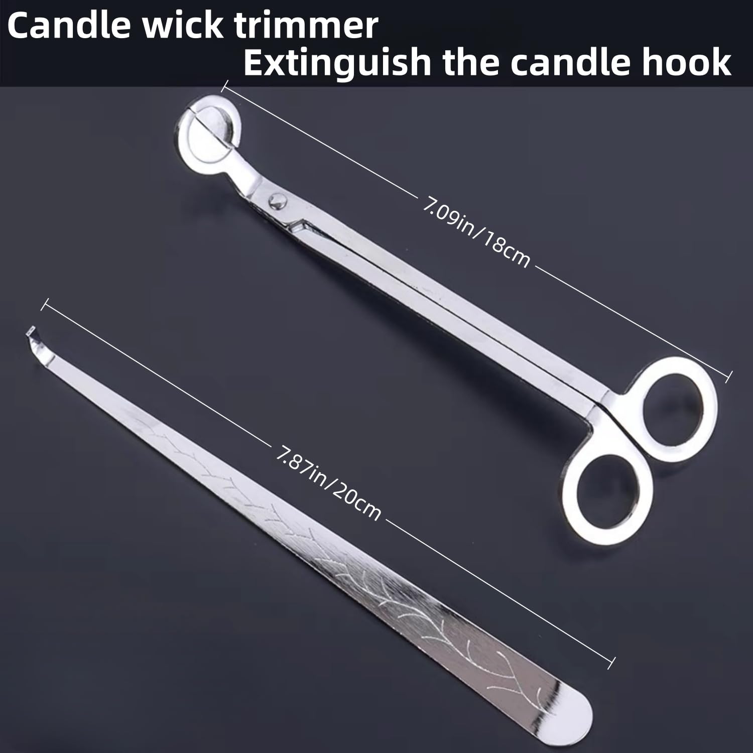 GMFanwu Candle Wick Trimmer and Snuffer Set, 7.09 inch Scissors with Hook, Stainless Steel