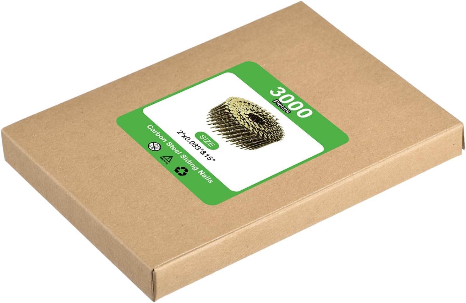 uxcell 3000 Count Siding Nails 2" x 0.083" 15-Degree Ring Shank Full Round Head Collated Wire Coil for Lath and Sheathing Materials