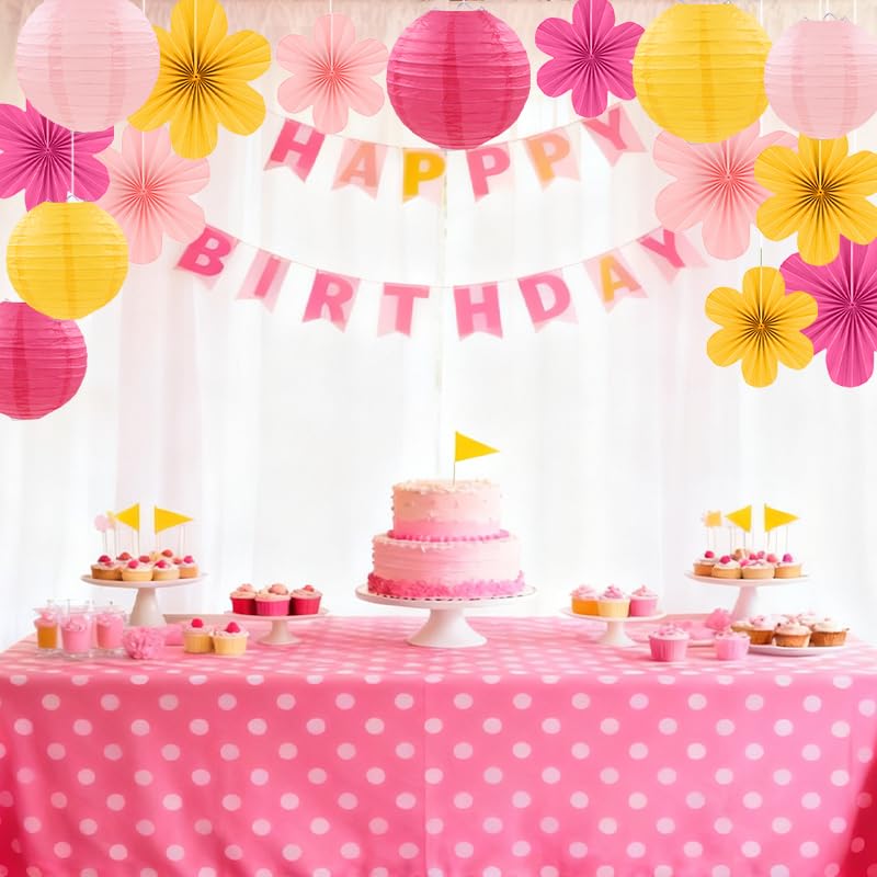 Zestaw do dekoracji imprezowych, wiszące papierowe lampiony, papierowe kwiaty, na urodziny, baby shower, ślub, klasę, dekoracje ścienne, 15 szt