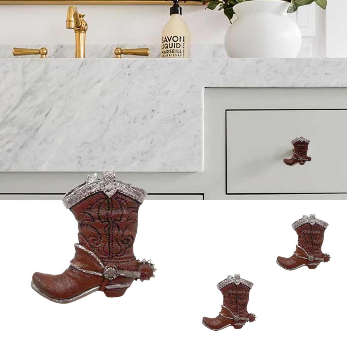 Amyoxu Western Cowboy Horseshoe Vintage Drawer Pulls