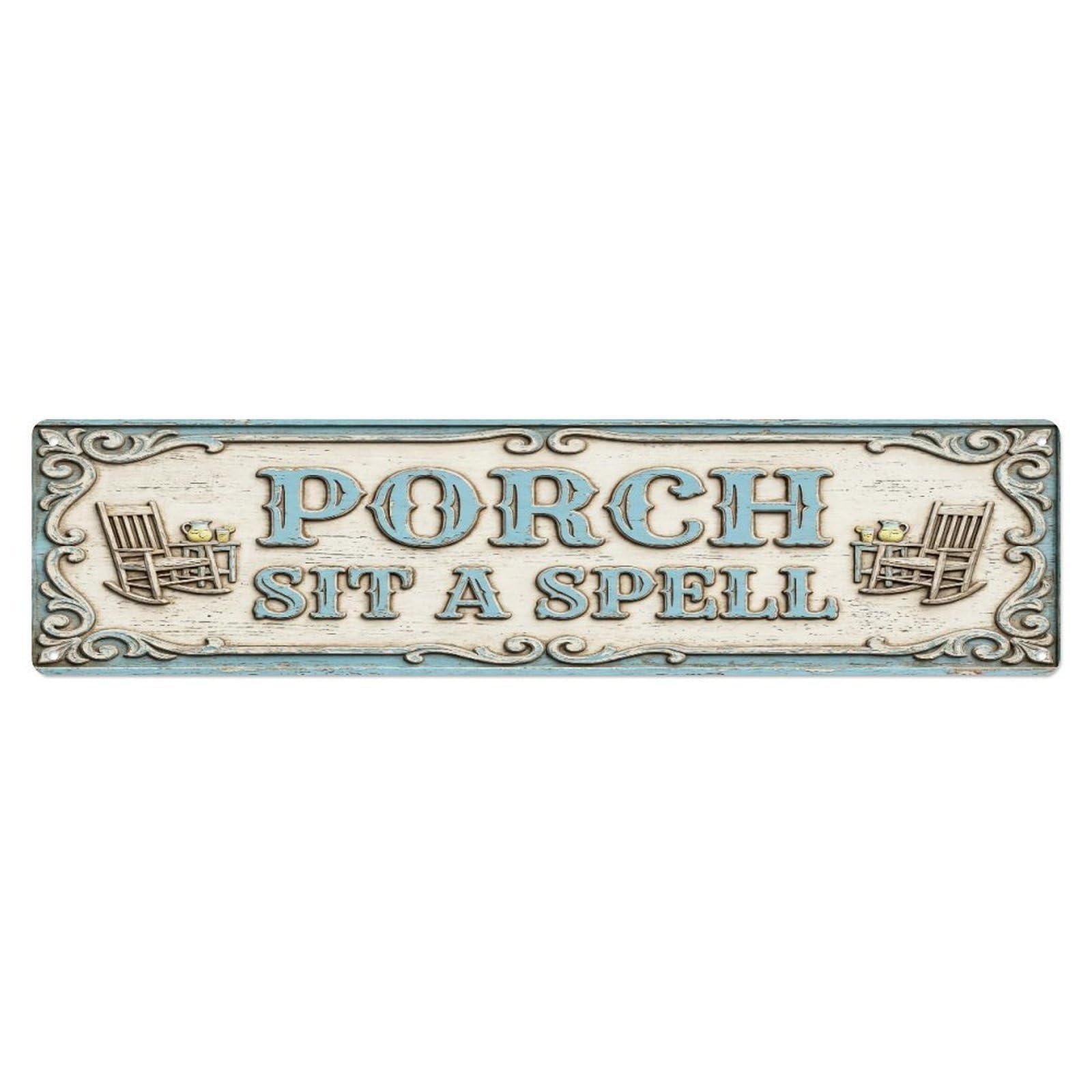 Metal Tin Sign Porch Sit Rock Porch