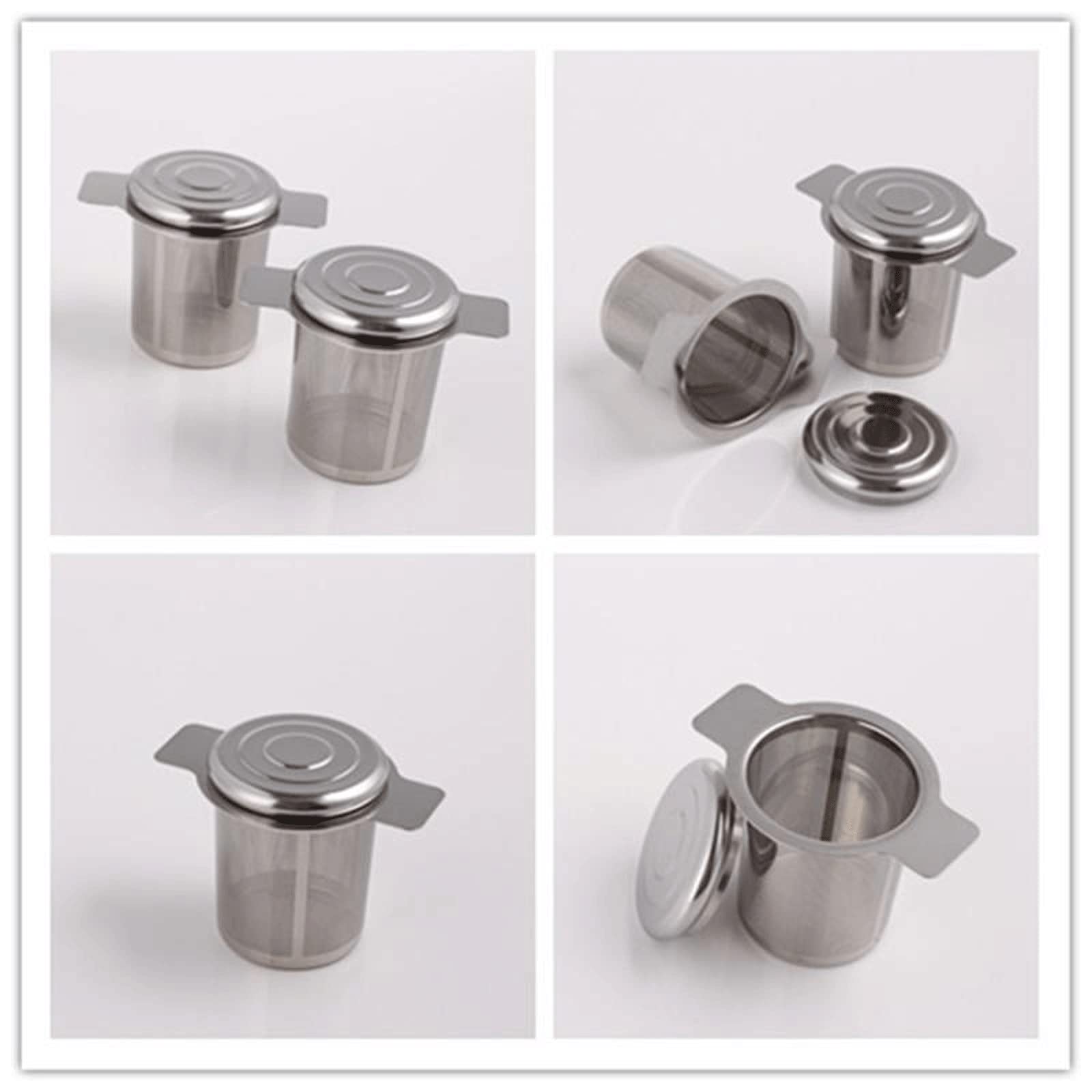 Colador de té de acero inoxidable con caover reutilizable, filtro de té de especias de hoja de té, filtro de té de malla fina, infusor de té con asa