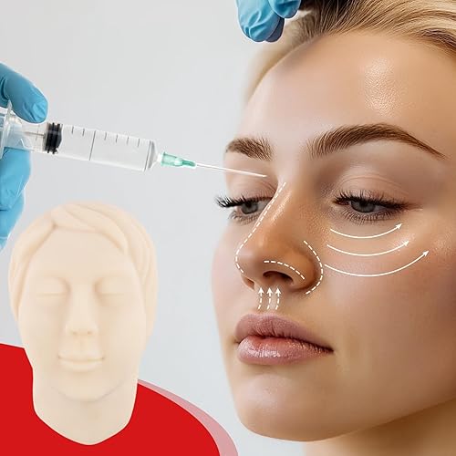 Miniatura 5 de Modelo de cabeza de maniquí de silicona para entrenamiento de inyección, para enseñanza de microplástico, entrenamiento de práctica para estudiantes