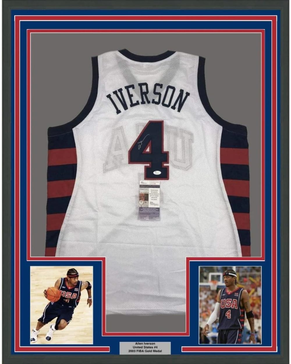 Framed Autographed/Signed Allen Iverson 33x42 United States USA