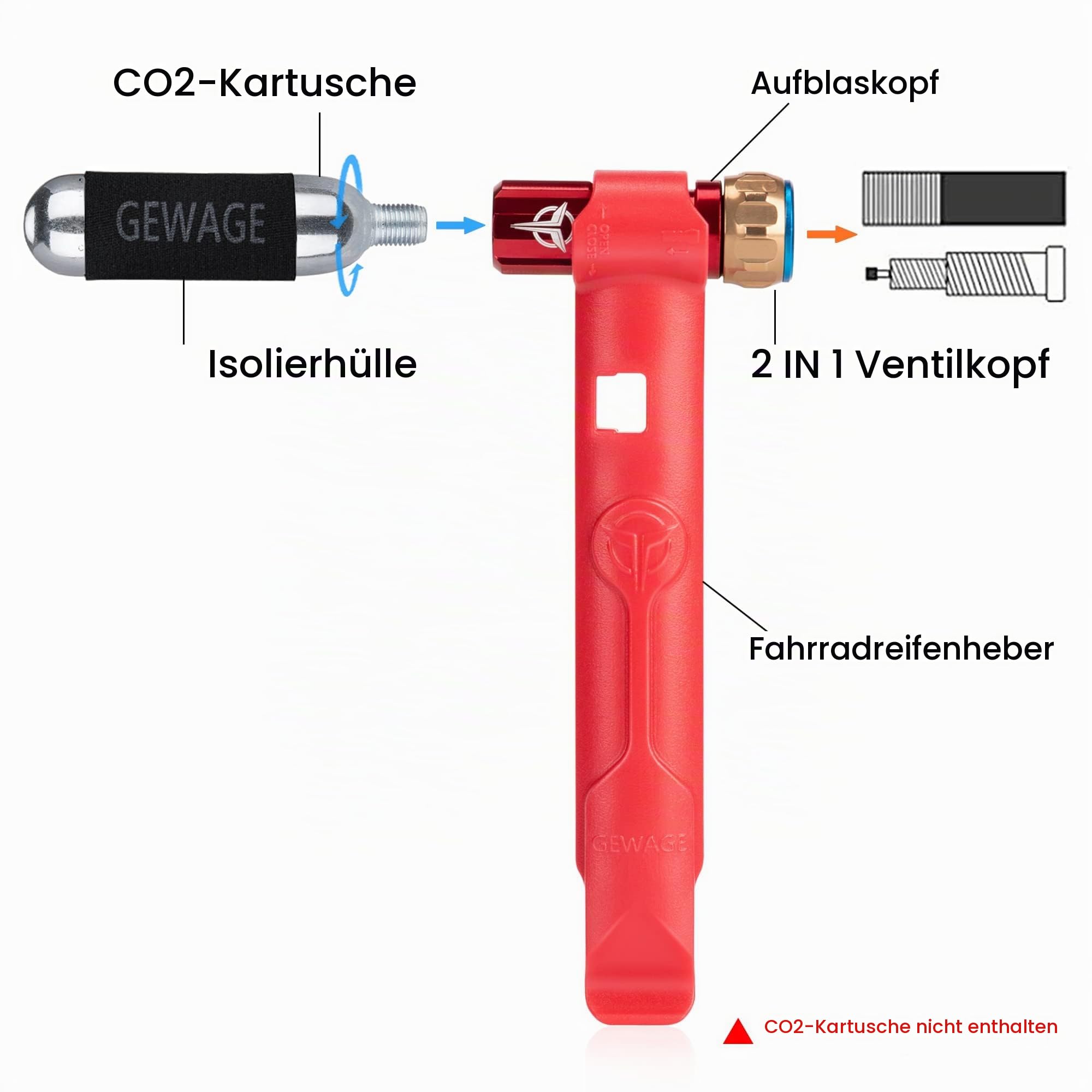 test co2 fahrradpumpe GEWAGE Pumpe Fahrrad Farbe:Weiß / Mattweiß selbst befüllen Castelli Cycling Online Shop