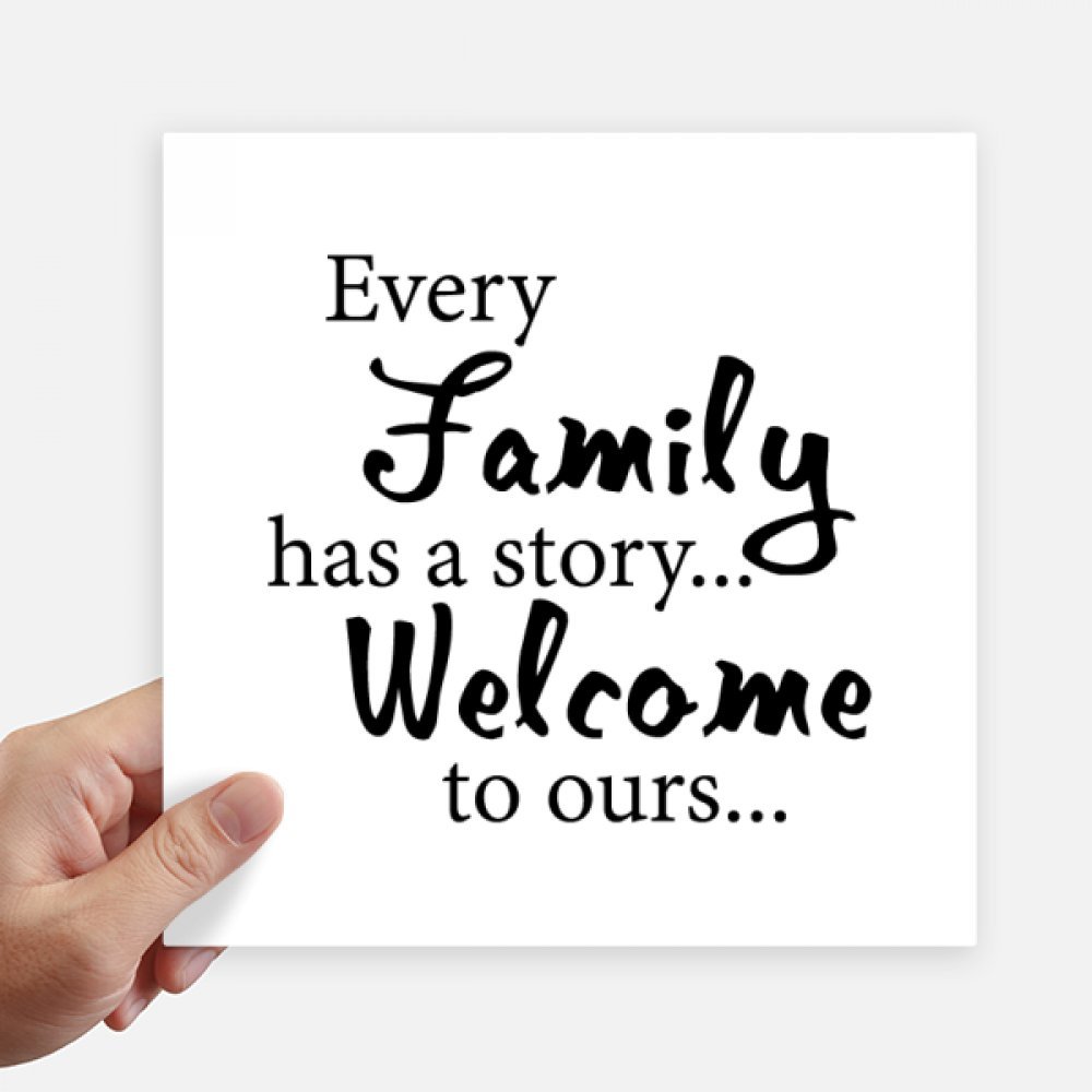 Autocollant citation histoire de famille stickers carrés 20 cm pour valise et ordi portable 4pcs