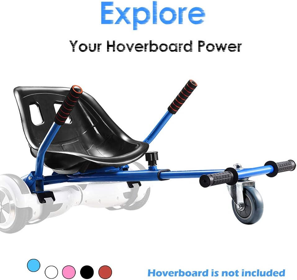 Hoverboard Seat Attachment Accessories Go Kart Conversion Kit, Transforming Self Balancing Scooter into Go-Kart, Adjustable Frame, Suitable All Ages & Heights, Compatible for 6.5'' 8'' 10'' (Blue)