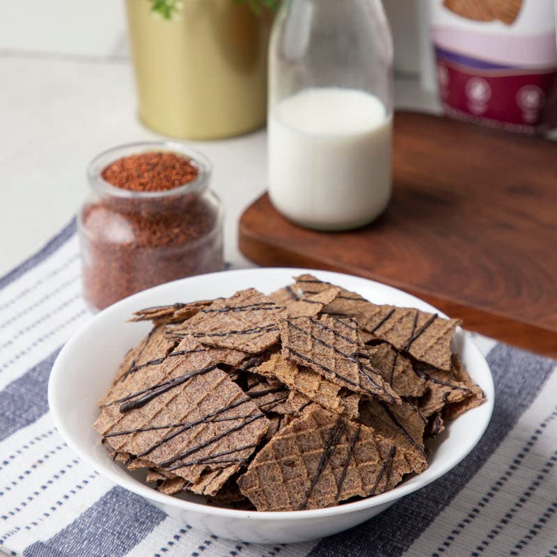 Image of NOVANOVA Waffle Chips Nachni & Sea Salt I Sugar-Free & Gluten Free I Healthy Sweet-Snack I 100% Eggless I 110 G, 140 Grams